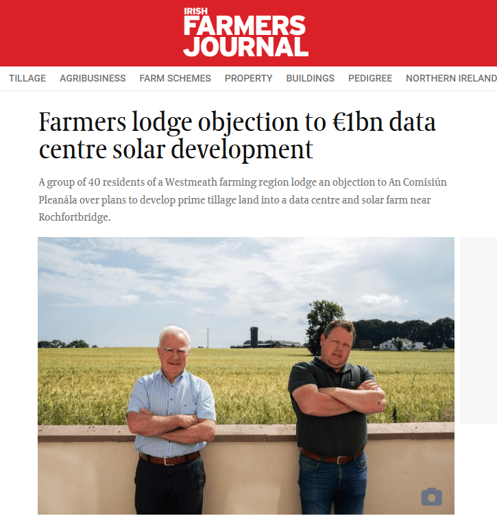 Farmers Object to Data Centre, Westmeath Ireland